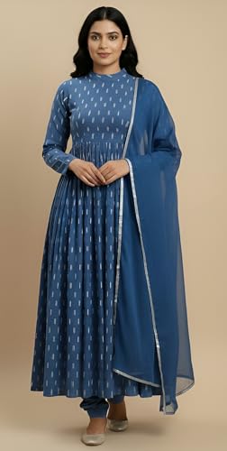 Image of Cotton Pochampally ikat unstitched blouse, Kurthi, long frock fabric material for women (1 meter, 2 meters & 3 meters)