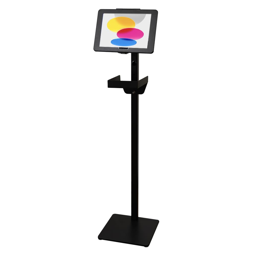 iPad フロアスタンド AirWait対応発券プリンター用トレイ付 9.7インチiPad用フロアスタンド AirWait対応 発券プリンター用