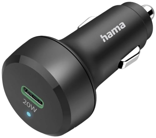Hama Auto Ladegerät, Kfz Schnellladegerät 20 Watt USB C Power Delivery/Qualcomm Quick Charge (Zigarettenanzünder Ladestecker für Smartphone, Ladeadapter mit PD und QC) schwarz