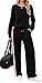 WIHOLL2 Piece Lounge Sets for Women Workout Matching Fall Outfits Clothes 2025 Fashion Winter Clothing Long Sleeve Teacher Tops Shirts Wide Leg Pants Black S