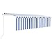 vidaXL Gelenkarmmarkise Automatisch mit Jalousie Markise Sonnenmarkise Balkonmarkise Sonnenschutz Sichtschutz Garten Terrasse Balkon 5x3m Blau Weiß