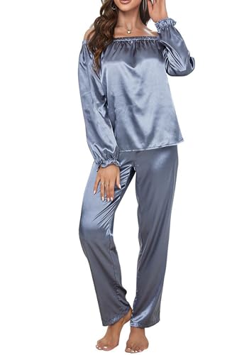Pyjama en satin fluide pour vos soirées cocooning avec haut manches longues et pantalon