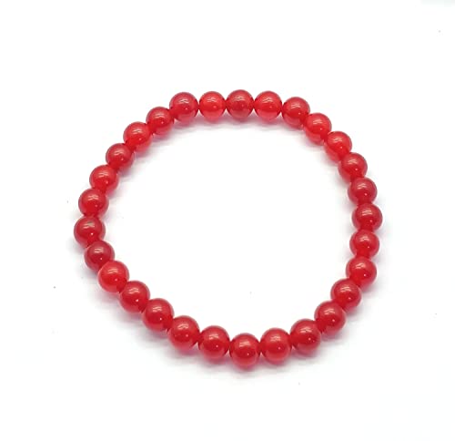 Bracelet en onyx rouge véritable 6mm finition lisse supérieure
