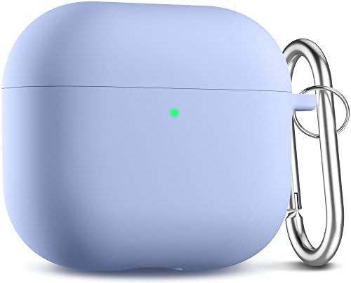 Upeak Compatible with AirPods 3rd Generation Case 2021, Fully Wrapped Silicone Protective Case Cover Shock Absorption for Apple AirPods 3 Case, With Keychain, Blue Green