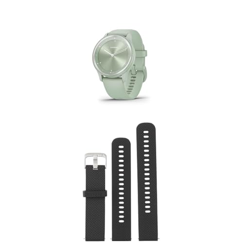 Garmin vívomove Sport, Hybrid Smartwatch with up to 5 days battery life, Cool Mint & Quick Release Band (20 mm) - Black