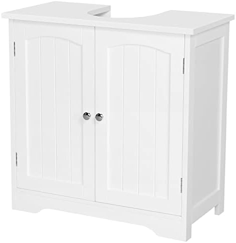 costoffs Bathroom Under Sink Cabinet Wooden Floor Standing Basin Storage Cupboard Unit With Shelf, 60 x 30 x 60 cm, White