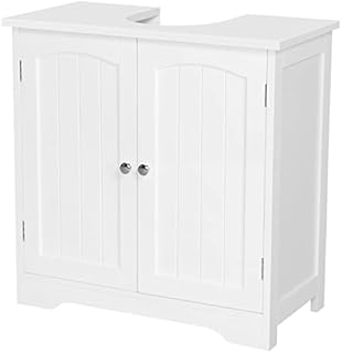 costoffs Bathroom Under Sink Cabinet Wooden Floor Standing Basin Storage Cupboard Unit With Shelf, 60 x 30 x 60 cm, White