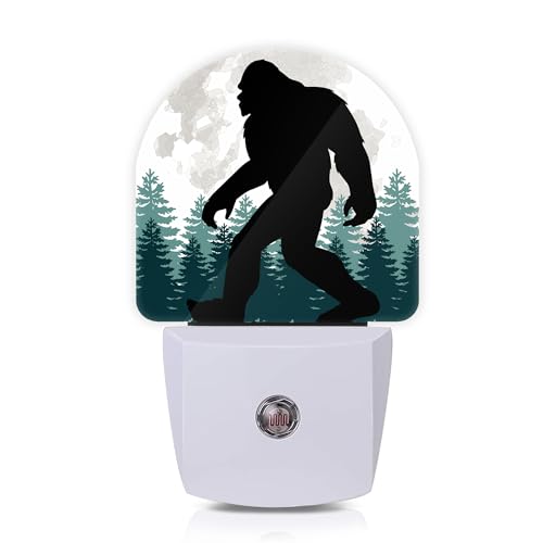 Axxitude Bigfoot Forest Moon Night Lights Plug into Wall for Girls Boys Room,Night Light LED Lamp Dusk to Dawn Sensor Round Lamp for Bedroom Bathroom Hallway Home Wall Decor Nightlight
