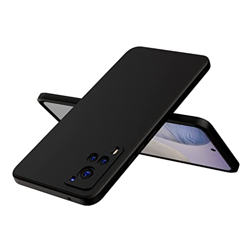 Image of Kapa Matte Lens Protective Back Cover for Vivo X60, Slim Silicone with Soft Lining Shockproof Flexible Full Body Bumper Case (Black)