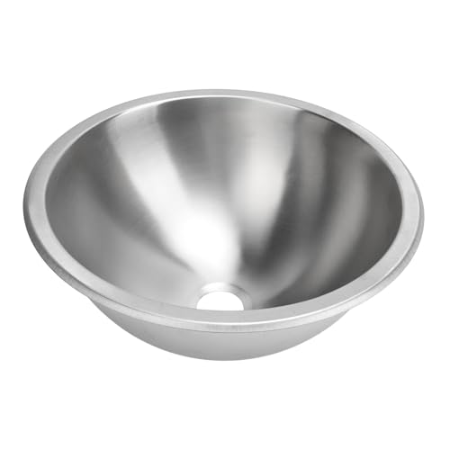 Image of RV Kitchen Bath Sink, 12 Inch Round Sink 304 Stainless Steel Kitchen Bath Sink Hand Wash Basin with 40mm Sewer Outlet for Boat RV