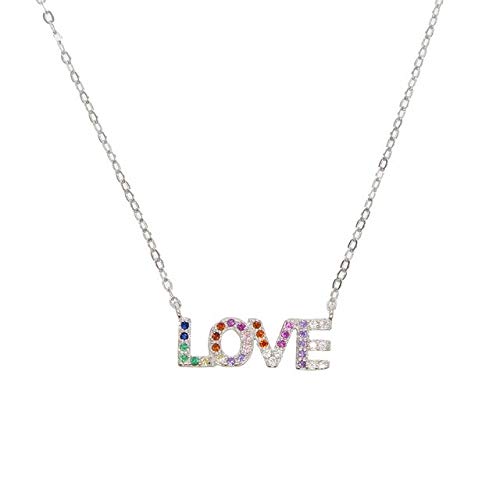 Collier en argent sterling 925 avec pendentif arc-en-ciel raffiné