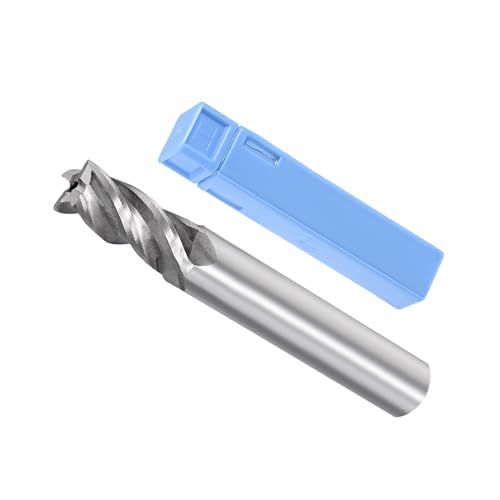 CoCud 4-Flute Spiral End Mill Bits, 9mm Diameter 22mm Length, High Speed Steel Straight Milling Cutter with Storage Case- (Applications: for Plywood Hardwood Plastic),