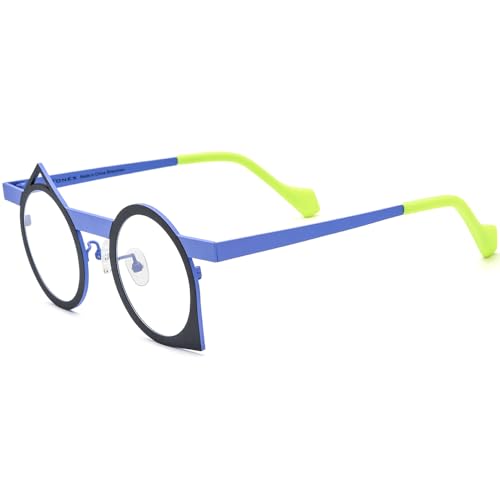 Image of FONEX Colorful Pure Titanium Glasses Frame Women Retro Round Eyeglasses