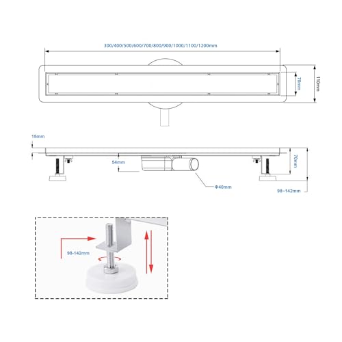 Caniveau de douche sans odeur 60 cm extra plat pour rénovation - 8