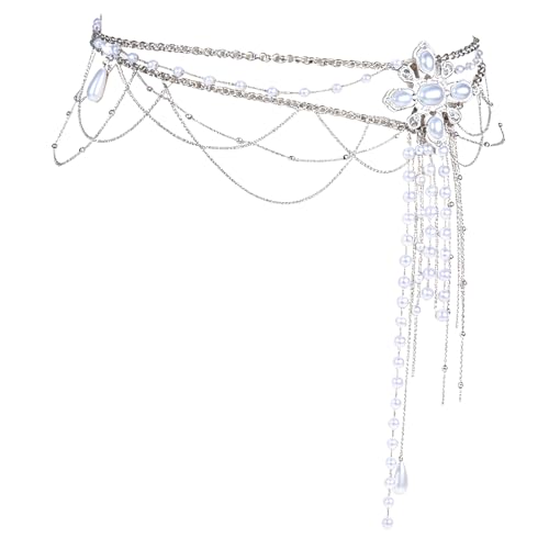 Cadena de cintura ajustable de cristal para mujer con perlas de moda