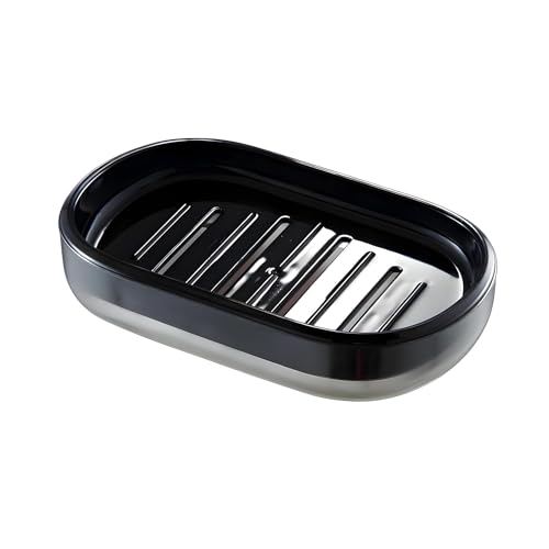 Image of Boniry Plastic 2 Pcs Super Powerful Soap Holder, Soap Case Stand Self Draining Soap Dish Holder, Box for Bathroom, Kitchen, Wash Basins Holder (Black Soap Dish)