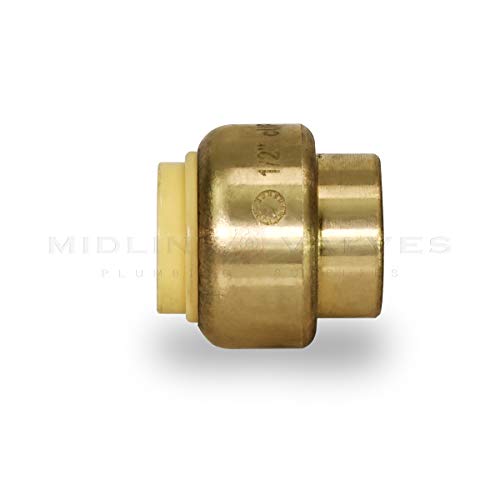 Pushlock UPSE12 Plug End Cap Pipe Fitting Push to Connect Pex Copper, CPVC, 1/2 Inch, Brass - Thumbnail 5