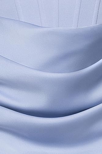 Image of Betsy & Adam Women's Floor Length, Strapless Boned Corset Detail Dress with Draped Satin Ruched Skirt
