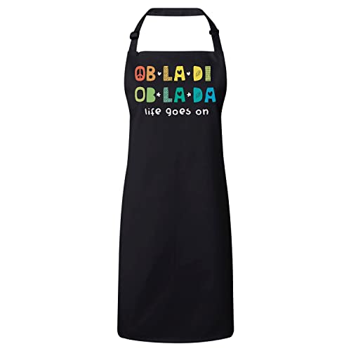 Tablier cuisine noir musique hippie pour cuisiner en chanson au quotidien