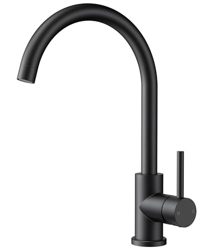 Robinet de cuisine mitigeur monocommande nickel brossé à arc élevé
