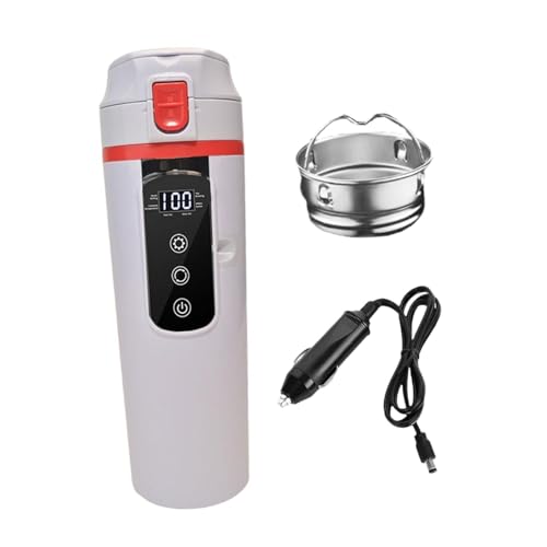 Tetera eléctrica para auto 12V/24V acero inoxidable blanca miniatura 6