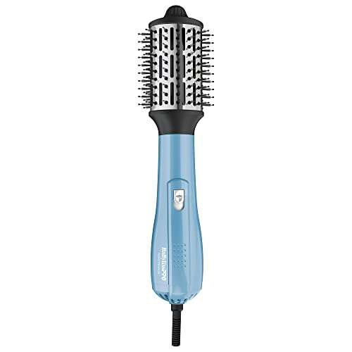BaBylissPRO Nano Titanium Oval Ionic Hot Air Styler Blow out Hair Dryer Brush with Boar and Nylon Bristles