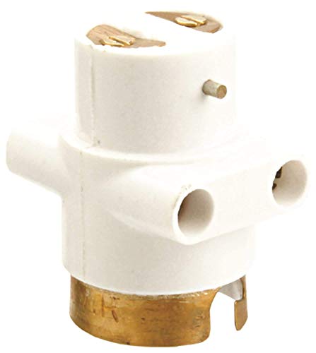 Image of BC Parallel Adapter Bulb Holder with 2 Pin Socket 6A Pack of 4 | BC lamp holder with integrated 2 pin socket and brass contacts for compatible lighting and household electrical use.