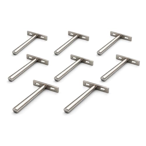 Euro Tische Tablarträger Unsichtbar 10mm – Schwerlast Regalhalterung bis 30kg pro Paar – Verdeckt für Schwebende Wand- & Bücherregale – Metall Regalträger für Fachböden – Wandmontage, 100mm - 8er Set
