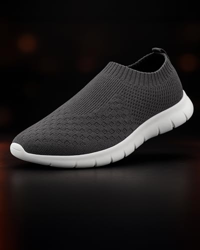 Image of Kraasa Tread Walking Shoes for Men | Knitted Slip-On Sneakers