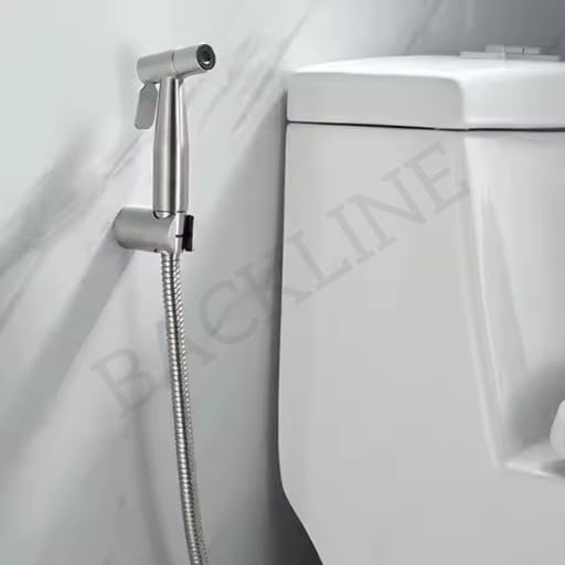 Image of Backline Jet Spray for Toilet Stainless Steel 304 Heavy Grade | Health Faucet Without Hose Pipe and Wall Hook | Bathroom Bidet Spray Jet Spray for Toilets, 1pc Gun Only (Brushed Finish)