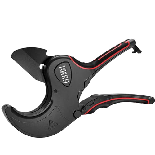 塩ビカッター 重切削 エンビカッター ラチェット式 塩ビ管カッター PVCパイプカッター 切断能力 塩ビパイプカッター パイプカッター 樹脂管カッター PVC PE プラスチックホース用 水道管はさみ 樹脂チューブ 切断工具 32mm/42mm/63mm/