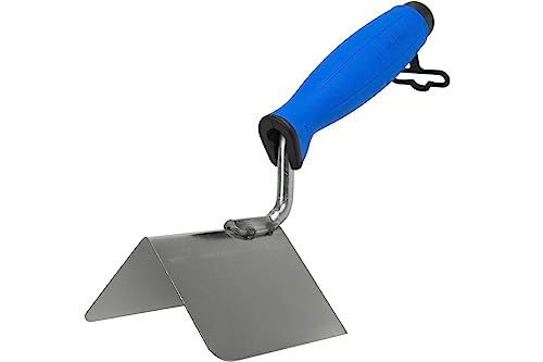 Toolty Stainless Steel Lining Internal Angled Trowel 80 * 60 with Rubber Handle - for Finishing Work in External Corners - DIY
