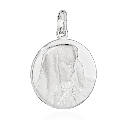 Pendentif Sainte Vierge Marie argent 925 satiné amulette 16mm