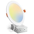 Amico 1 Pack 6 Inch 5CCT Ultra-Thin LED Recessed Ceiling Light with Junction Box, 2700K/3000K/4000K/5000K/6000K Selectable, 12W Eqv 100W, Dimmable LED Can Lights, 1000LM High Brightness Downlight