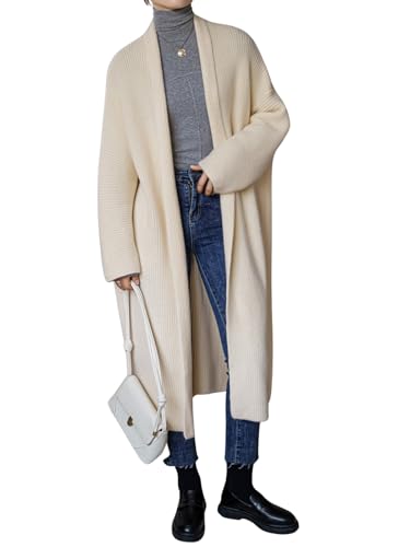 Women's Long Cardigan Sweaters Cable Knit Casual Open Front Long Sleeve Oversized Coats