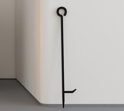 Kingson Schwerlast 43 cm Kaminschürhaken - einteiliger geschmiedeter Eisen-Schürhaken mit Haken - Ideal für Holzbrenner Feuerstellen & offenes Feuer - Schwarzes Finish