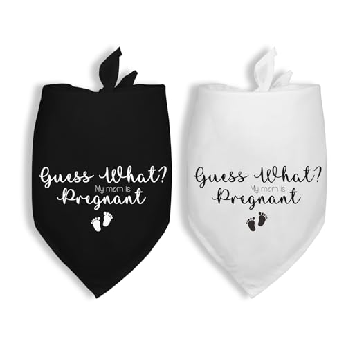 2 Pack Guess What? My Mom is Pregnant Pregnancy Announcement Dogs Bandana Baby Dogs Bandana Dog Pregnancy Announcement Gender Reveal Photo Prop Pet Scarf Accessories for Pet Dog Gifts