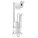 Price comparison product image Stainless Steel Chrome Plated Free Standing Toilet Paper Roll Holder Wire Frame Bathroom Tissue Holder Shelf 3 Roll Storage