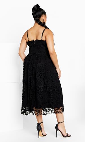 Image of City Chic Women's Plus Size Cocktail Dress - Scarlet Bustier Lace Midi