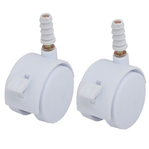 sourcing map Rueda con vástago con freno para cuna color blanco de 2 pulgadas diámetro 6. 5mm de longitud 2 piezas