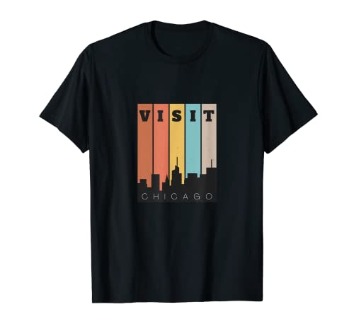 Visita Chicago Windy City Tourism Skyline Vintage Design Camiseta