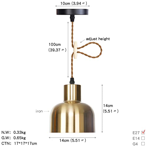 Plafonniers suspendus a cordon reglable lampes suspendues dorees HNVBDOPAE