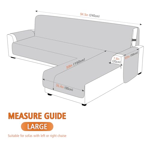 VANSOFY Upgraded Sectional Couch Covers 100% Waterproof L Shaped Sofa Slipcover Reversible Chaise Lounge Cover for Sectional Sofa Furniture Protector Cover for Pets Dog Cat(Large, Azuree)