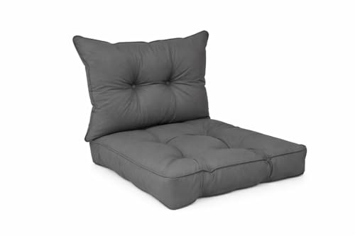 POKAR Lot de 2 Coussins de Jardin 1x Assise 60x60x10 cm + 1x Dossier 60x40x10 cm | Imperméable et Déperlant | Set de Coussins pour Chaise, Fauteuil Rotin et Salon de...