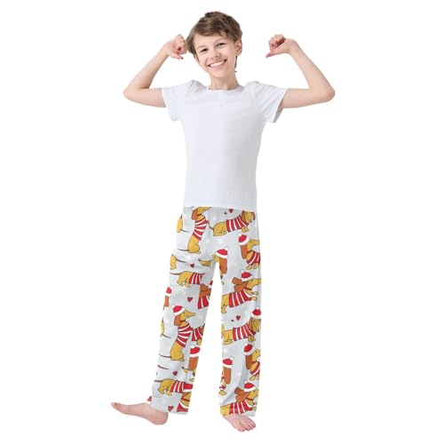 Boys' Pants Dachshund Dog Xmas Long Bottom Jogger Pants Elastic Waist Trousers with Pockets S-XL2