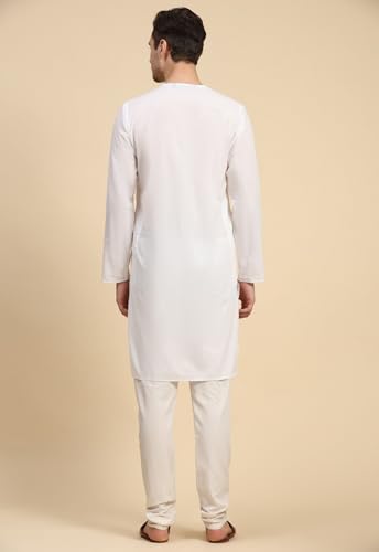 Image of SKAVIJ Men's Pure Cotton Solid Kurta Pajama Set Round Neck Casual Yoga Dress
