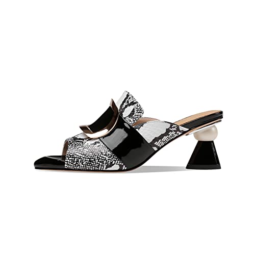 TinaCus Women's Handmade Leather Comfortable Unique Design Heel Peep Toe Slip On Mule Pumps2