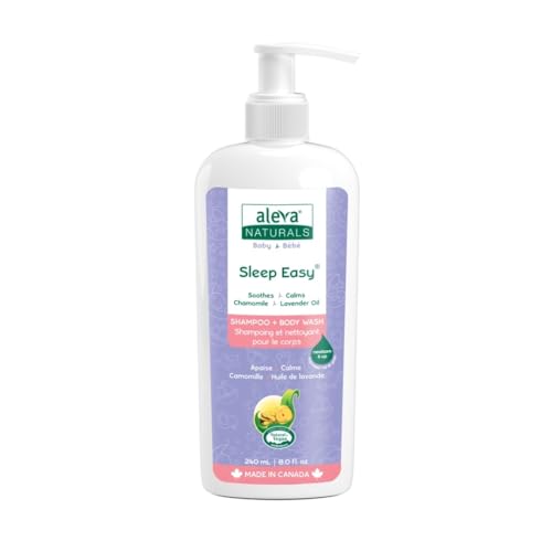 Image of Aleva Naturals Hypoallergenic Sleep Easy Baby Hair and Body Wash for Kids and Toddlers, Plant-Based Organic Aloe Vera Formula with Lavender Scent, Gentle on Eyes and Sensitive Skin - 8 Fl Oz