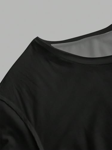 Image of SXV STYLE Casual Minimalist Lip Print Off-Shoulder Loose Short Sleeve T-Shirt