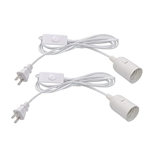 Plug in Hanging Light Kit, Retro Hanging Lights with Plug in Cord, E26 E27 Industrial Pendant Light Fixture, 9.8 FT Cord with On/Off Switch Hanging Lamp for Living Room Bedroom 2 Pack (White)